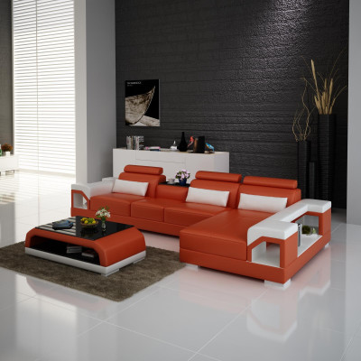 Couch Ecksofa Leder Wohnlandschaft Garnitur Design Modern Sofa L-Form mit USB