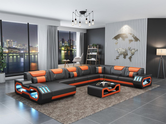 Ledersofa Ecksofa Garnitur Polster U Form Couch Sofa Design Eckgarnitur Sofas