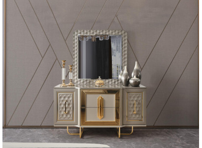 Garnitur Anrichte Spiegel Kommoden Luxus Sideboard Schrank Set Holz Neu