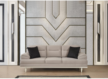 Modernes Beige Sofa Wohnzimmer Set Design Stoffcouch Couchen Sofas 3 Sitz