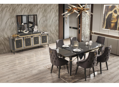 Luxus Esszimmer Esstisch Stuhl Gruppe Garnitur Set Holz Tisch Tische 7tlg. Sets