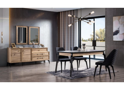 Esstisch 4x Stühle Sideboard 6-tlg. Esszimmerset Gruppenset Esszimmermöbel neu