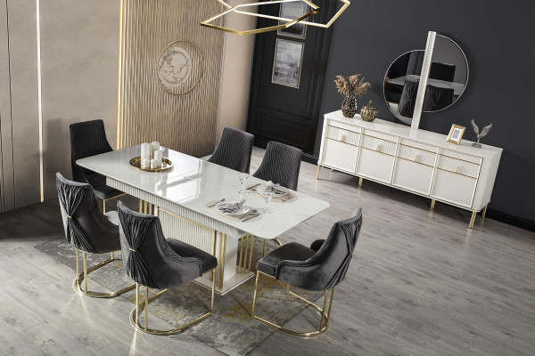 Esstisch Moderner Tisch Holz Esszimmer Garnitur 6x Stuhl Set Stühle 7tlg Set