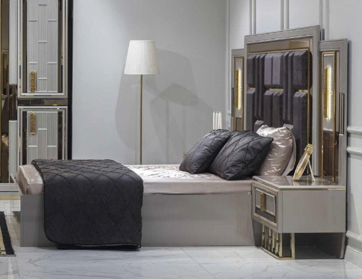 Schlafzimmer Bett Nachttisch Kleiderschrank Kommode Holz Set 5tlg.