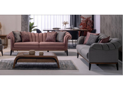 Sofagarnitur Couch Polster Modern 3+3 Sitzer Set Design Sofas Polster Textil Neu