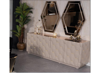 Sideboard Spiegel Anrichte Schrank 3tlg. Konsolentisch Edle Design Konsole Holz