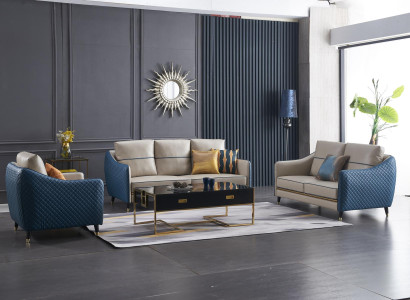 Wohnlandschaft Sofa Polster Sofagarnitur 3+2+1 Couchtisch Beistelltisch