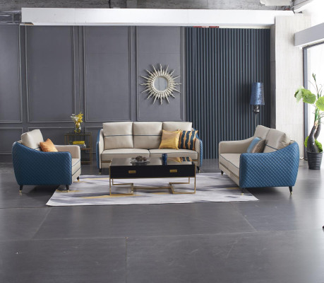 Wohnlandschaft Sofa Polster Sofagarnitur 3+2+1 Couchtisch Beistelltisch