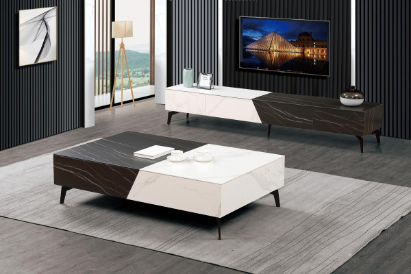 Holztisch Tisch Couchtisch Beistelltisch Sofa Design Wohnzimmer Hochglanz 130x80