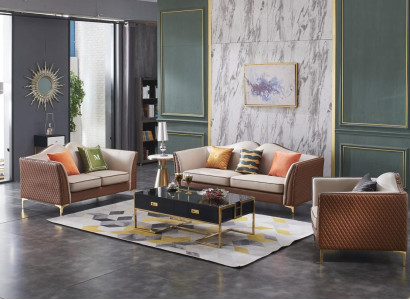 Sofagarnitur 3+2 Sitzer Klassische Garnituren Sofas Leder Couchen Polster