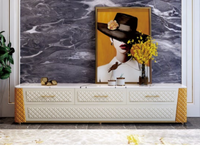 Sideboard TV Lowboard RTV XXL Schrank Tisch Wohnzimmer Holz Marmor