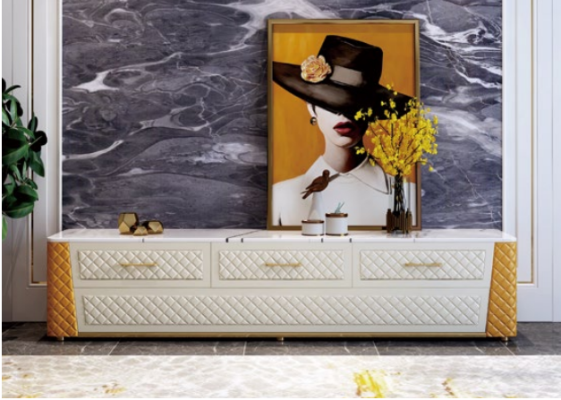 Ovaler Couchtisch Design Wohnzimmer Tisch Marmor Imitation Leder