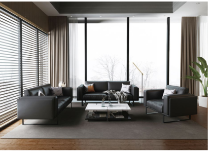 Luxus Büro Office Möbel Sofa Leder Couch Garnitur 3+2+1 + Couchtisch 4tlg