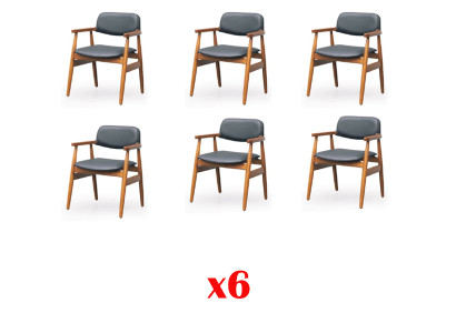 Garnituren 6 Sets Lehn Stuhl Set Garnitur Stühle Gruppe Sitz Holz