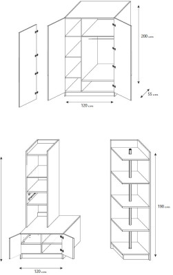 Schrank Kleiderschrank Kinder Kinderzimmer Unisex Kinderzimmer Möbel Lila Weiß