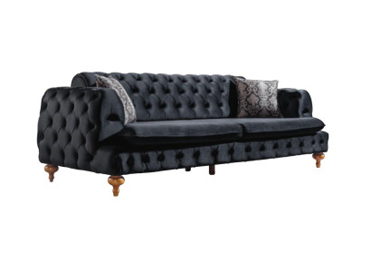 Luxus Chesterfield Couch Dreisitzer Schwarze Couchen Einrichtung