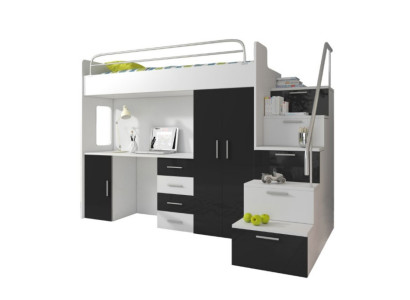 Doppelstockbett Schwarz Tisch Schrank Multifunktion Etagen Hochbett Kinderzimmer