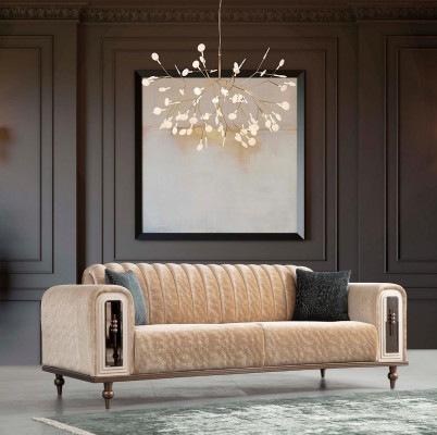 Design Modern Couchgarnitur Sofagarnitur Set Wohnzimmer Set 3+1 Couchtisch Beige