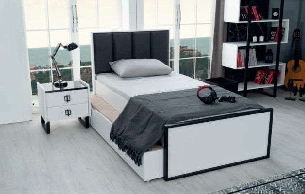Jugendzimmer Set Bett Nachttisch Bücherregal Schreibtisch Schrank Design Modern