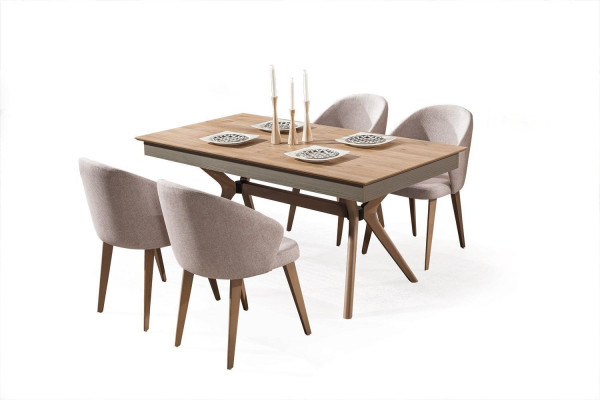 Luxus Esszimmer set Esstisch 4x Stühle Textil Essgruppe Modern Garnitur Neu