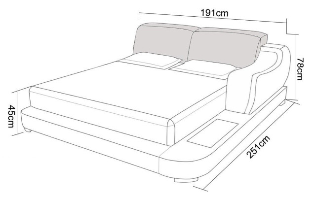 Design Bett XXL Big Betten Hotel Polster 200x200 Multifunktion Regal USB Leder