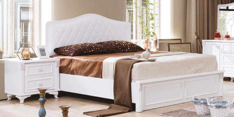 Luxus Schlafzimmer Set 4tlg. Bett 2 Nachttische Kommode Landhaus Möbel Neu