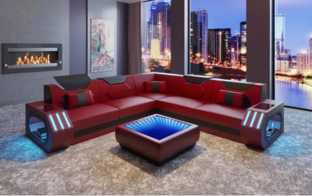 Ecksofa Lederpolster Design Wohnzimmer Eckcouch Couch Sofa L Form Wohnlandschaft