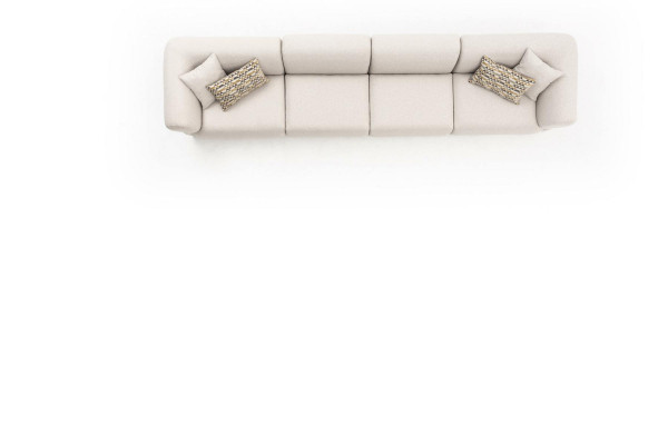 Großes beiges attraktives 6-Sitzer Sofa in schlichtem Design aus Premiummaterialien	