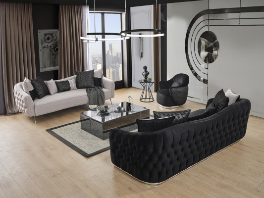 Sessel Ohrensessel Modern Stoff Wohnzimmer Polyester Schwarz Design