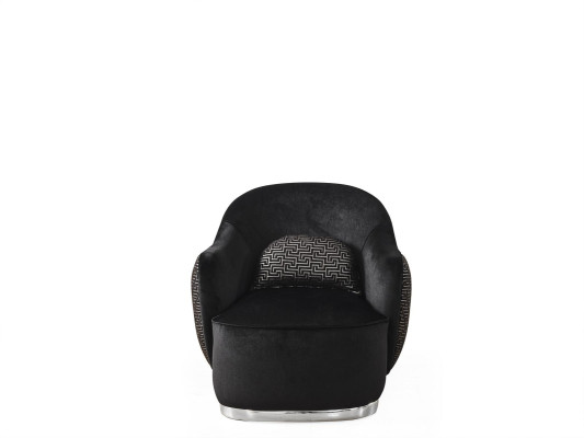 Sessel Ohrensessel Modern Stoff Wohnzimmer Polyester Schwarz Design