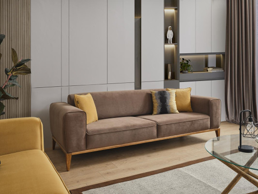 Sofagarnitur Komplette Sofa 431 Sitzer Sessel Stoff Gelb Set 3tlg Neu