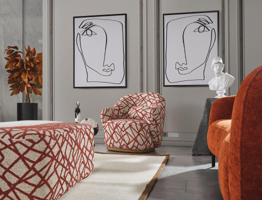Komplette Couchgarnitur Sofagarnitur Sofa 431 Orange Stoff 4tlg Gruppe