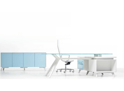 Kommode Modern Sideboard Blau Anrichte Schrank Aktenschrank Büro Glas Frezza Neu