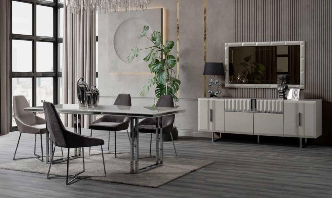 Esstisch Tisch Möbel Essgarnitur Set Sideboard Tisch 4x Stuhl 6tlg.