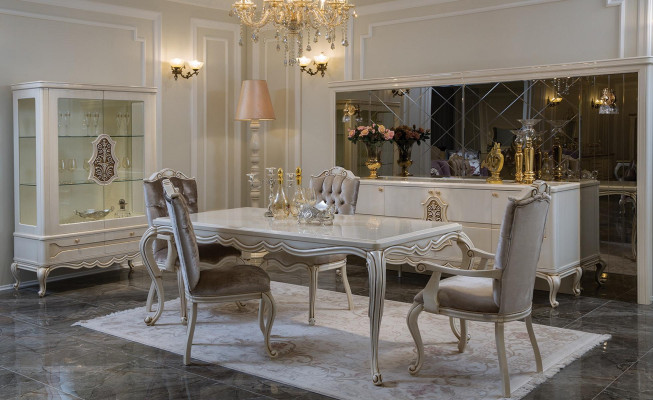 Klassischer 7-teiliger Stilvoller Stilvolle Esszimmergarnitu