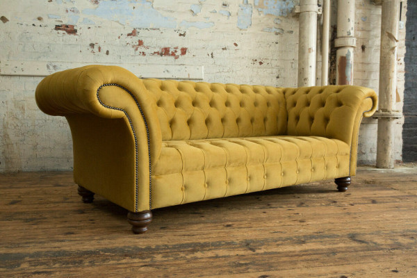 Designer Chesterfield Sofagarnitur Sofa Couch Polster Set in Samt 4tlg.