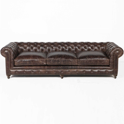 Braunes Chesterfield Sofa Couch Polster Stoff Leder Couchen Polster Garnitur Big XXL