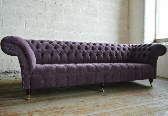 Lila Chesterfield Luxus Couch Sofa Polster 4 Sitzer Couchen Sitz Garnitur 