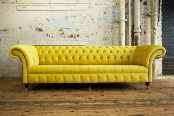 Design Sofa 4 Sitzer Polster Luxus Klassische Textil Chesterfield Sofas Couch