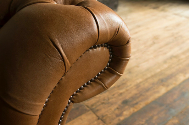 Design Chesterfield Sofagarnitur 4 Sitzer Couch Leder Polster Braun Luxus Sofa