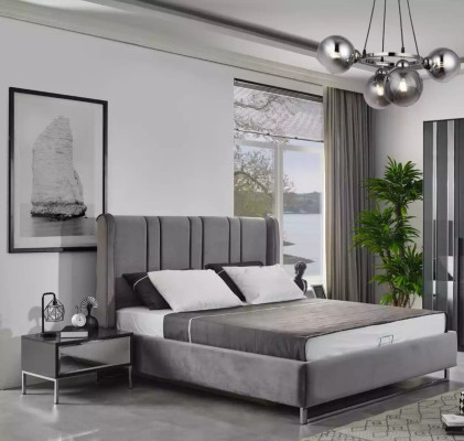 Schlafzimmer Bett 2x Nachttische Kleiderschrank Spiegel Design Luxus 6tlg