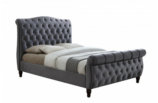 Klassisches Samt Textil Bett Doppel Betten Gepolsterte Hotel Schlazimmer 180x200
