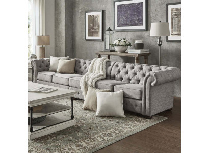 Chesterfield Wohnzimmer Polster Möbel Sofa Couch Fünfsitzer Textil