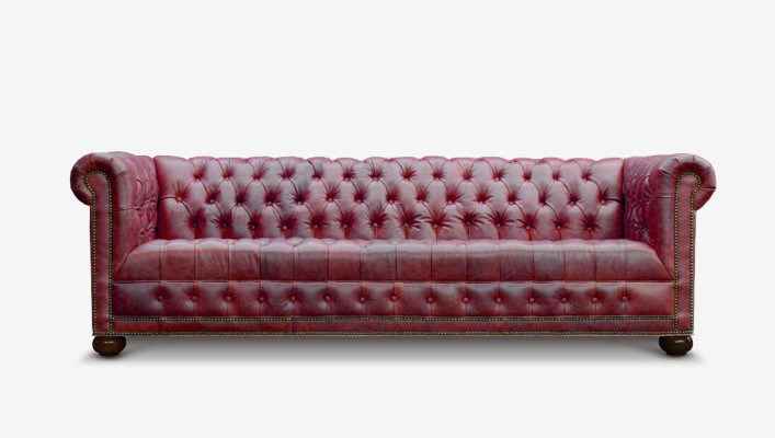 Chesterfield 3 Sitzer Sofa Couch Leder Garnitur Polster Sitz Stoff Gold Sitz Neu