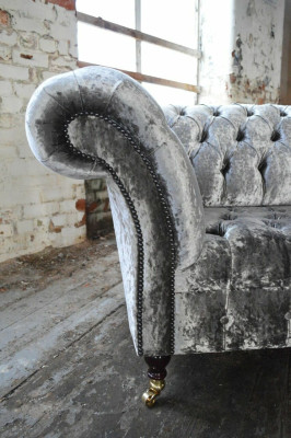 Dreisitzer Silber Couch Polster Design Sofa 3-er Chesterfield Sofa