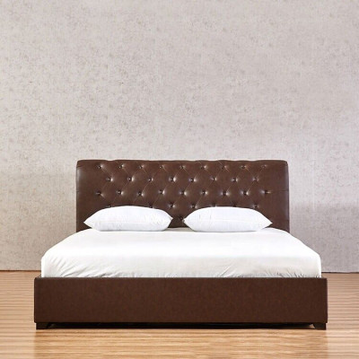 Modernes Braunes Chesterfield Doppelbett Designer Schlafzimmer Bett