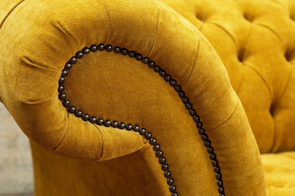 Designer gelber Chesterfield 3-Sitzer Luxus Dreisitzer Couch