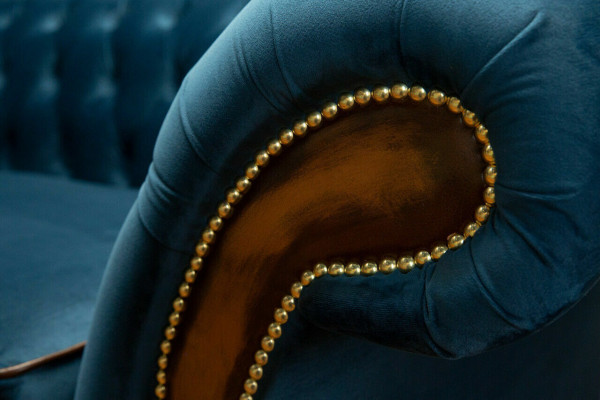 Blaue Chesterfield Stoffsofa Couch Couchen Sofa Sitz Sofas Polster Textil Neu