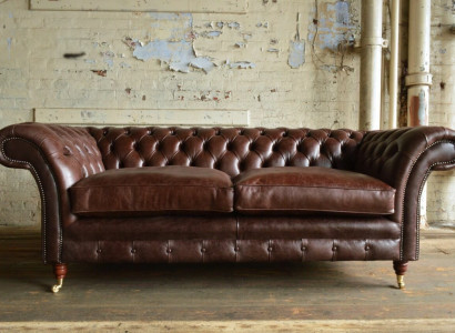 Brauner Luxus Chesterfield 3-er Moderne Wohnzimmer Couch