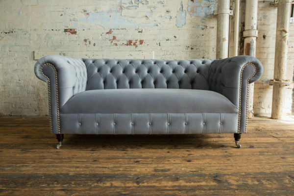 Grauer Polster Chesterfield 3-er Modernes Wohnzimmer Sofa